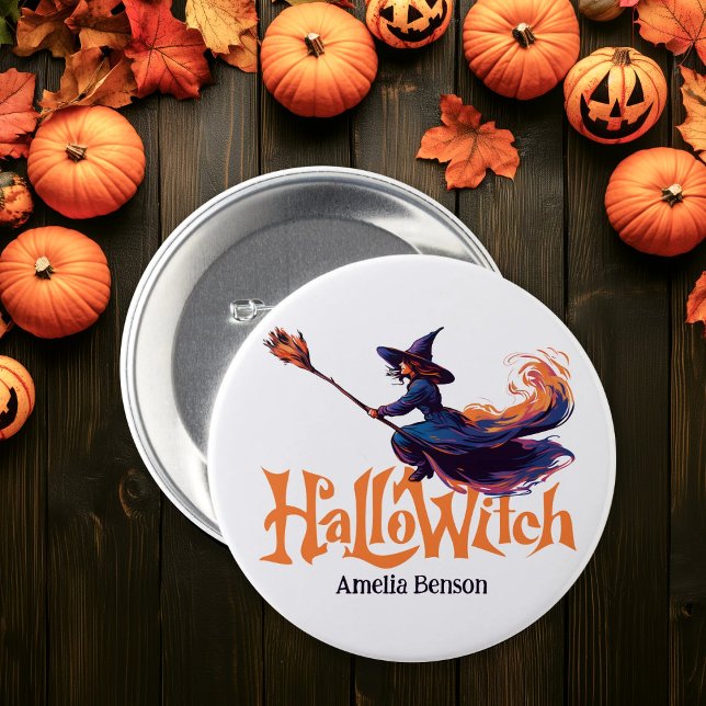 HalloWitch Colourful Witch Illustration Halloween 7.5 Cm Round Badge (HalloWitch Colorful Witch Illustration Halloween Button)