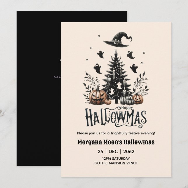 Hallowmas Invitations Christmas with Spooky Theme (Front/Back)