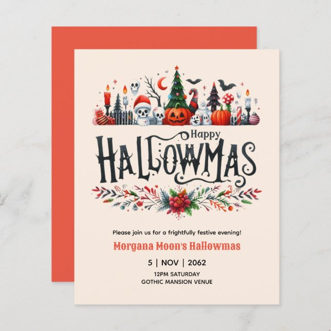 Hallowmas Invitations Halloween Christmas Mashup (Front/Back)