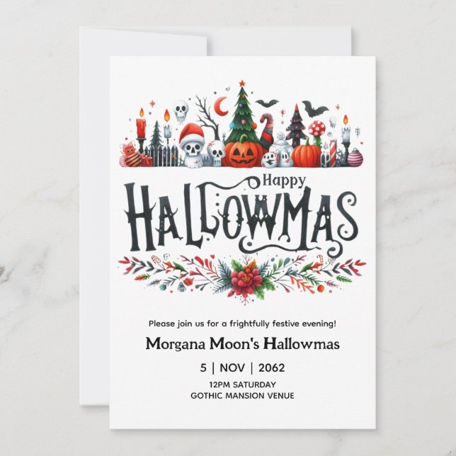Hallowmas Invitations Halloween Christmas Mashup (Front)