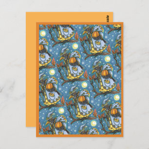 HALLOWS EVE BLACKBIRD WIZARD, HALLOWEEN RAVEN POSTCARD