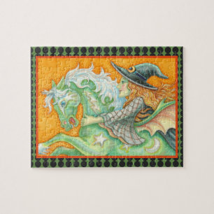 HALLOWS EVE WITCH AND HORSE INTERLOCKING PUZZLE