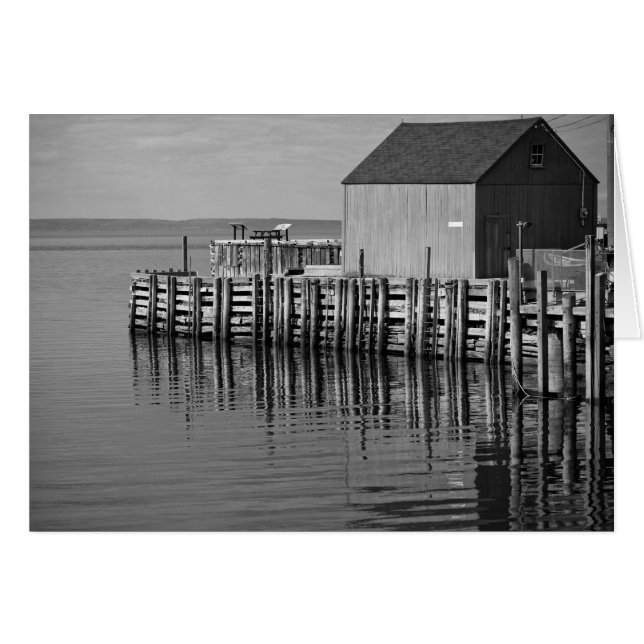 Hall's Harbour Wharf (B&W) Card (Front Horizontal)