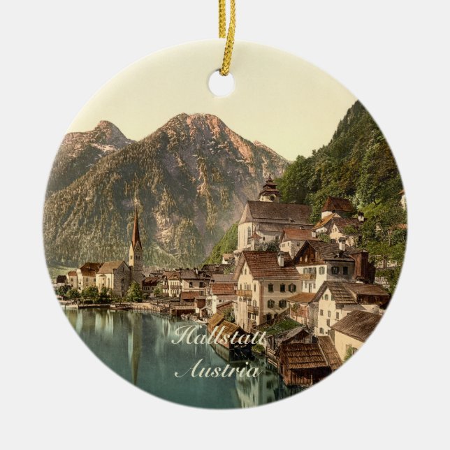 Hallstatt, Austria Ceramic Tree Decoration (Front)