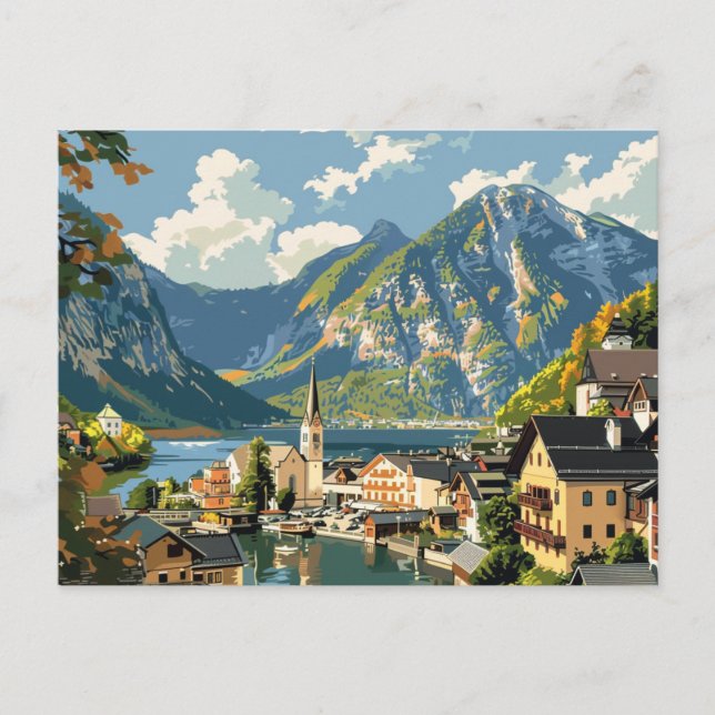 Hallstatt, Austria Vintage Travel  Postcard (Front)