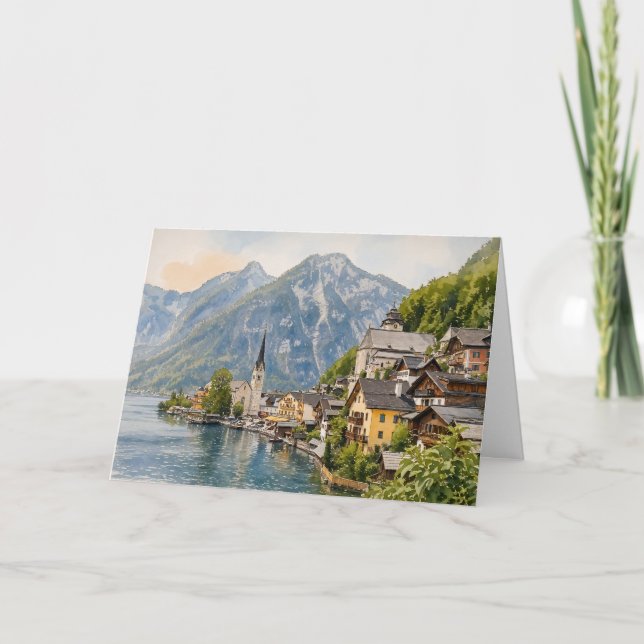 Hallstatt Austria Watercolor Card (Front)