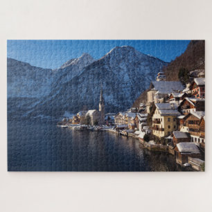 Hallstatt town in the snow in winter jigsaw puzzle