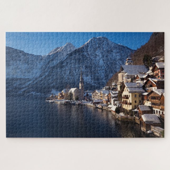 Hallstatt town in the snow in winter jigsaw puzzle (Horizontal)