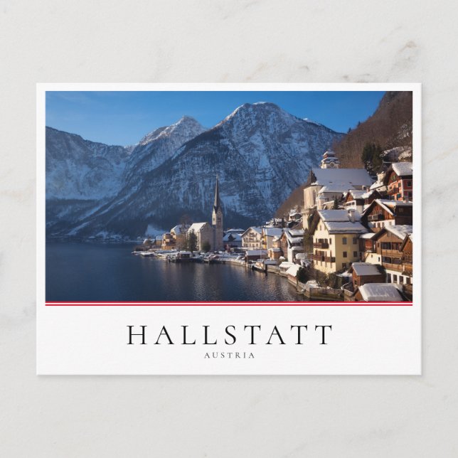 Hallstatt town in the snow in winter postcard (Front)