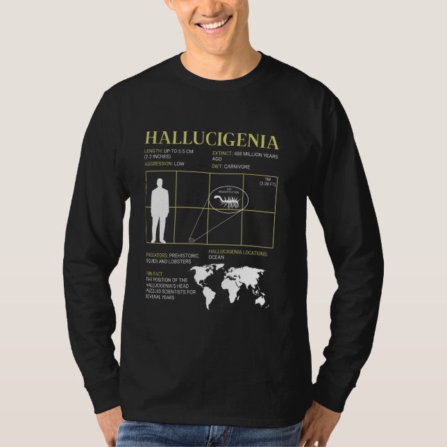Hallucigenia Fossil Extinct Alien Looking Worm T-Shirt (Front)