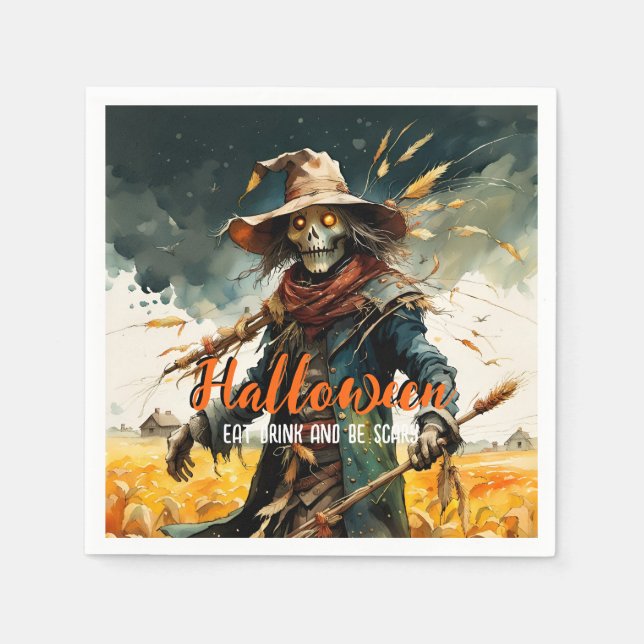 Hallween Eat Drink and Be Scary Scarecrow Napkin (Front)