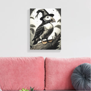 Hallween Puffin bird Canvas Print
