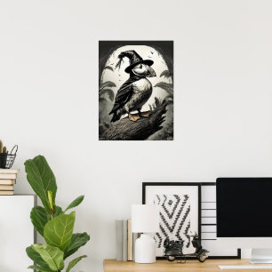 Hallween Puffin bird Poster