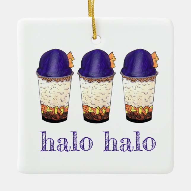 Halo-Halo (Haluhalo) Filipino Hawaiian Shave Ice Ceramic Ornament (Front)