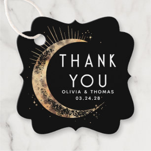 Halo Moon Celestial Mystical Black Thank You Favour Tags