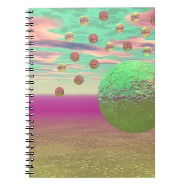 Halo of Moons, Abstract Colourful Cosmos Spiral Notebook (Front)