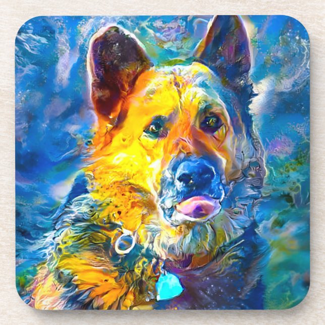 Halo:  Portrait of a German Shepherd  Coaster (Front)