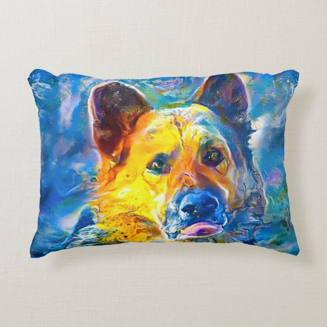Halo:  Portrait of a German Shepherd  Decorative Cushion (Front)