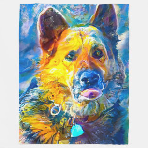 Halo: Portrait of a German Shepherd Fleece Blanket