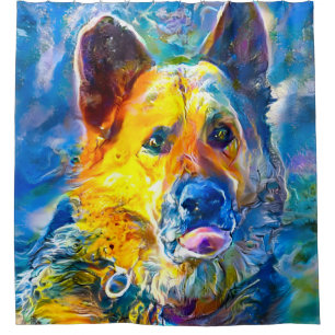 Halo:  Portrait of a German Shepherd  Shower Curtain