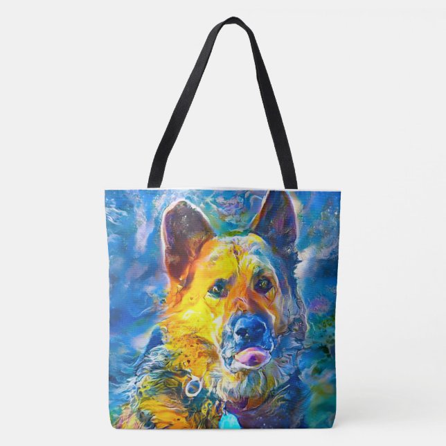 Halo:  Portrait of a German Shepherd  Tote Bag (Front)