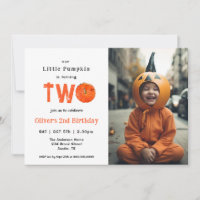 Haloween lPumpkin with photo Kids 2nd Birthday 