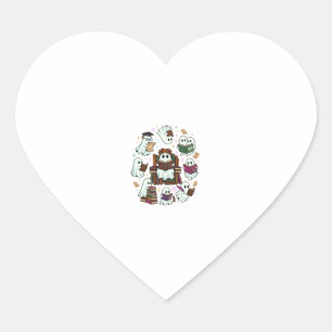 Haloween Reading Ghosts Stacked Books Floral Crown Heart Sticker