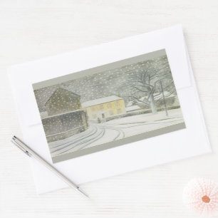 Halstead Road in Snow (by Eric Ravilious) Rectangular Sticker