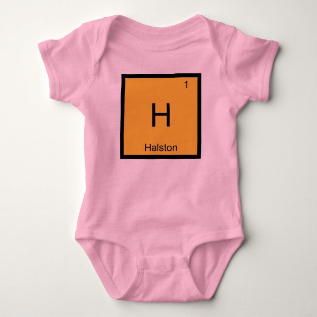 Halston Name Chemistry Element Periodic Table Baby Bodysuit (Front)