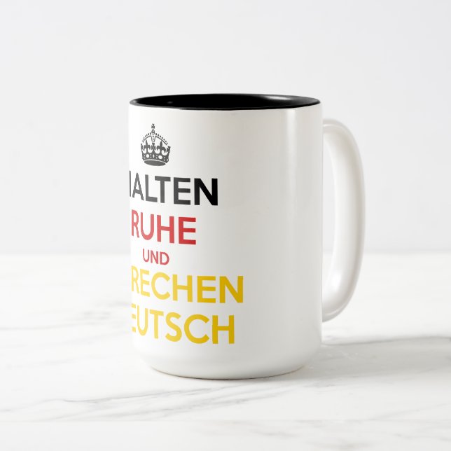 Halten Ruhe und Sprechen Deutsch Two-Tone Coffee Mug (Front Right)