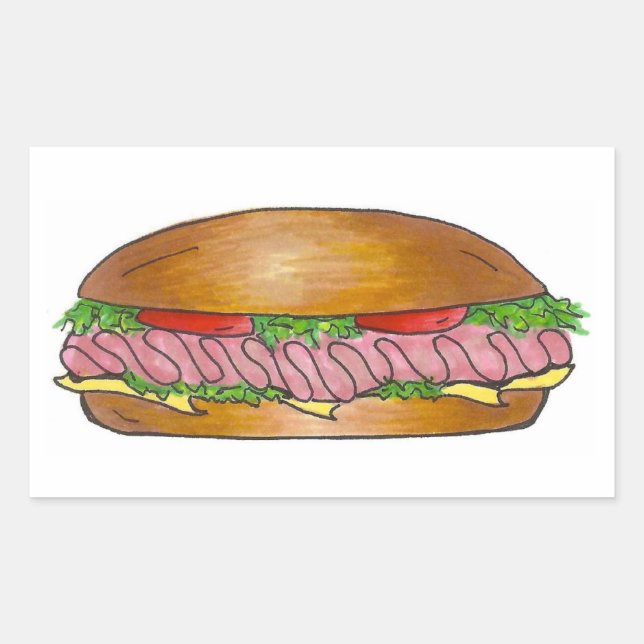 Ham and Cheese Hoagie Grinder Hero Sub Sandwich Rectangular Sticker (Front)