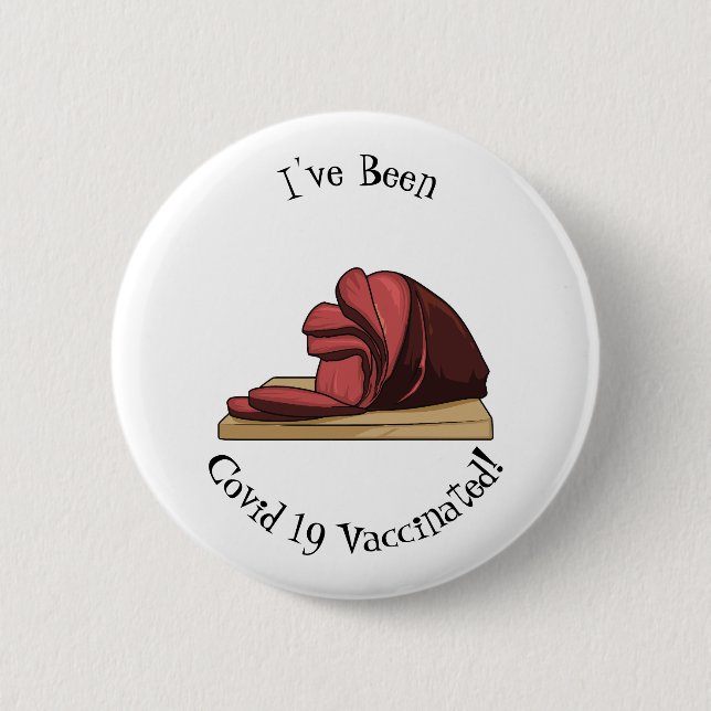 Ham cartoon illustration 6 cm round badge (Front)