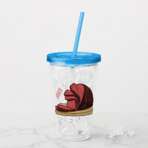 Ham cartoon illustration  acrylic tumbler