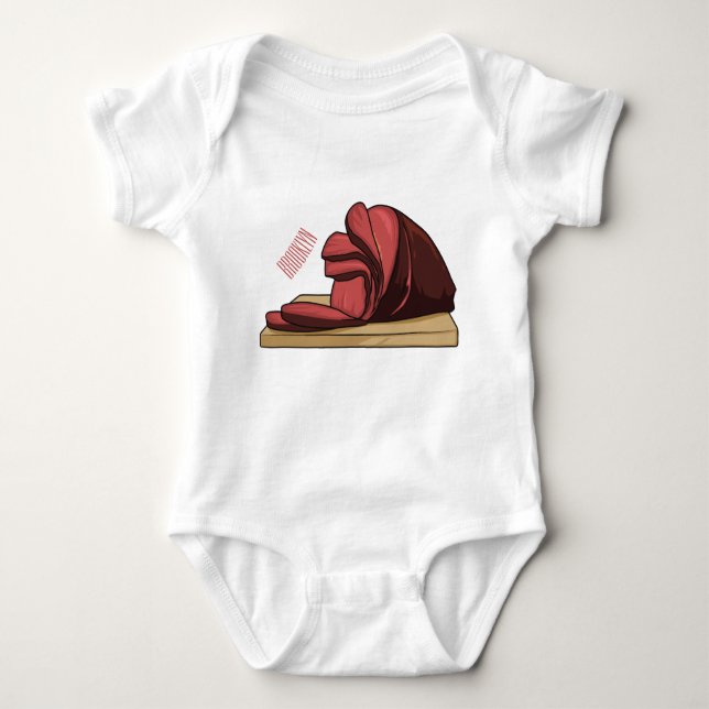 Ham cartoon illustration  baby bodysuit (Front)