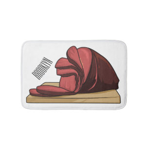 Ham cartoon illustration bath mat