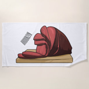 Ham cartoon illustration beach towel