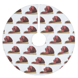 Ham cartoon illustration brushed polyester tree skirt