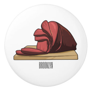 Ham cartoon illustration ceramic knob