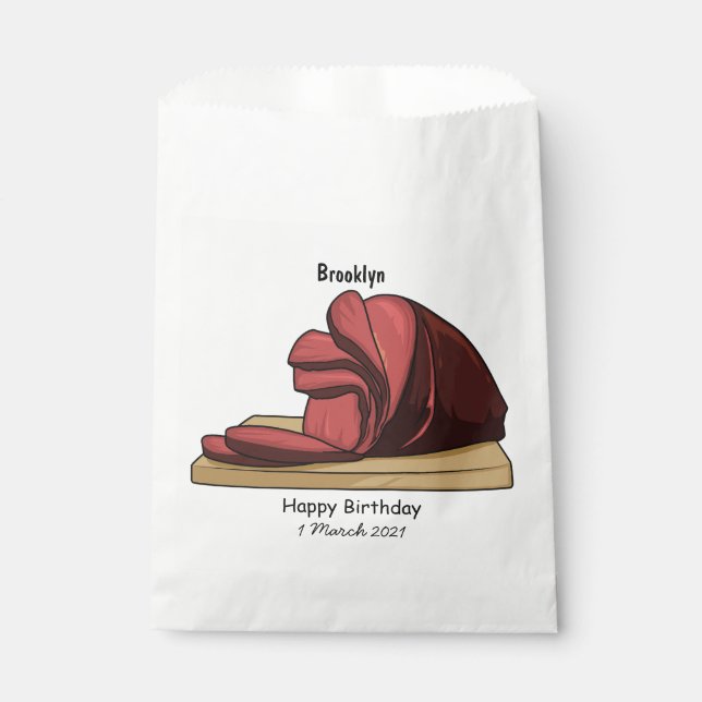 Ham cartoon illustration favour bags (Front)