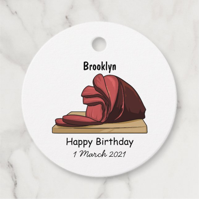 Ham cartoon illustration favour tags (Front)