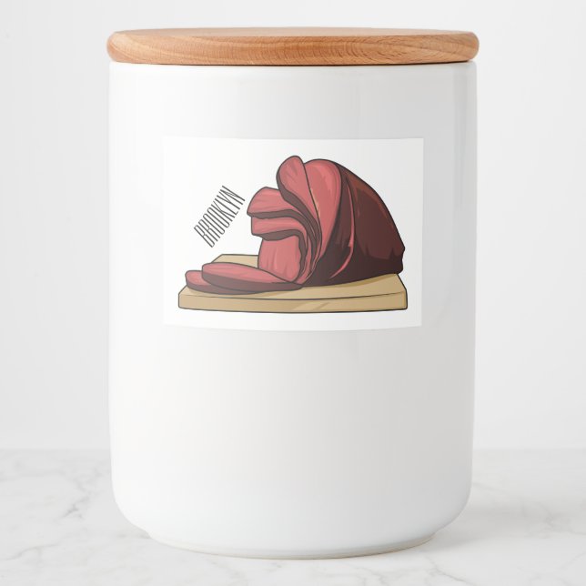 Ham cartoon illustration  food label (Front)