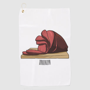 Ham cartoon illustration golf towel