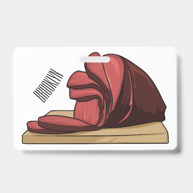 Ham cartoon illustration  ID badge (Front)