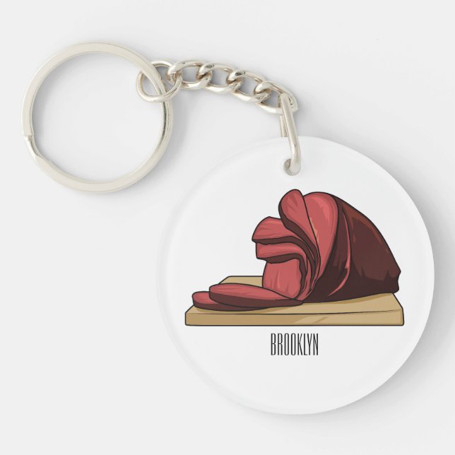 Ham cartoon illustration  key ring (Front)