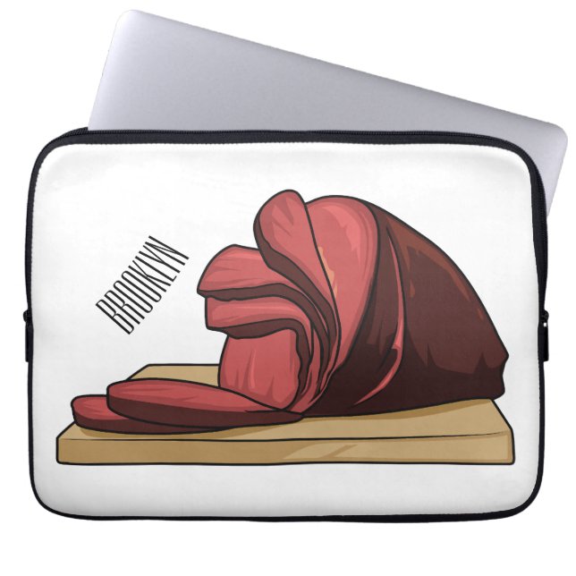 Ham cartoon illustration  laptop sleeve (Front)