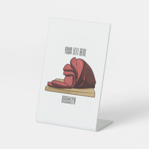 Ham cartoon illustration  pedestal sign
