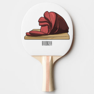 Ham cartoon illustration ping pong paddle