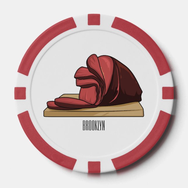 Ham cartoon illustration  poker chips (Front)