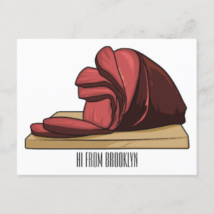 Ham cartoon illustration postcard