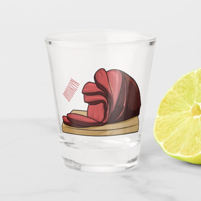 Ham cartoon illustration  shot glass (Front)